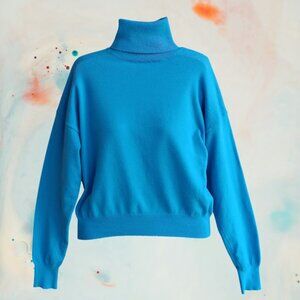 Double Zero Womens Knit Sweater Pullover Turtleneck Long Sleeves Blue Size M